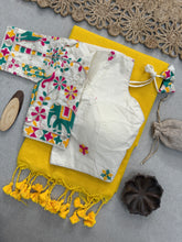 Handloom Khadi Cotton Saree with Matching Ready Made Blouse – Elegant Yellow